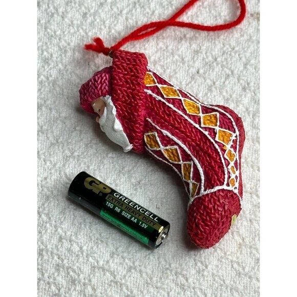 Vintage Style Santa Claus Christmas Stocking Ornament Diamond Pattern  Texture - Picture 4 of 6